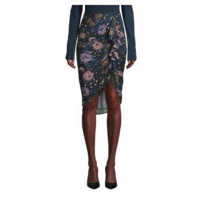 Veronica Beard Silk Skirt Hazel Black‎ Floral Size 10